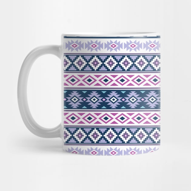 Aztec Stylized Pattern Pinks Purples Blues White by NataliePaskell